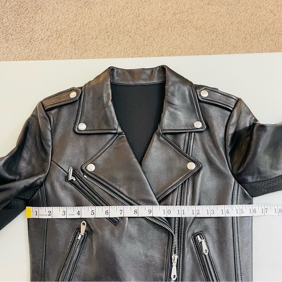 Rebecca Minkoff Perforated Lamb Skin Leather Moto Biker Jacket Size XS Pockets - Picture 9 of 11
